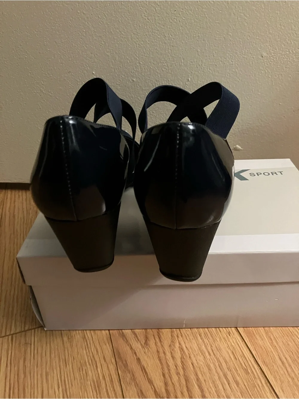 Anne Klein Navy Crisscross Strap Wedge - Picture 4 of 6